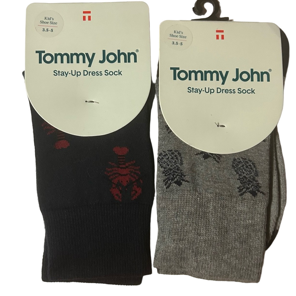 Tommy John 2 Pairs Of Kids Stay Up Dress Socks Lobster Pineapple Shoe Size 3.5-5